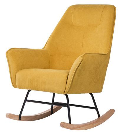 Fauteuil à bascule KOPEN – Tissu & pieds bois clair