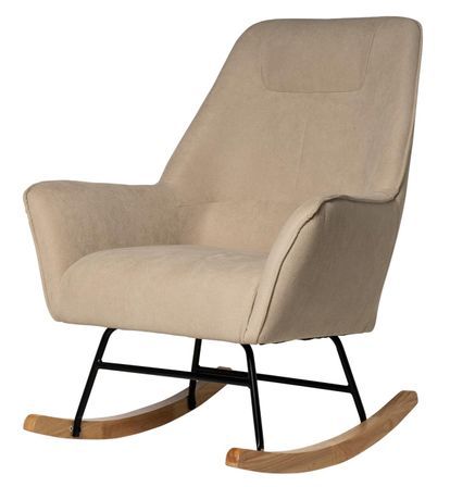 Fauteuil à bascule KOPEN – Tissu & pieds bois clair