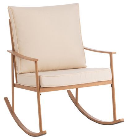 Fauteuil à bascule métal blanc et naturel Wilo