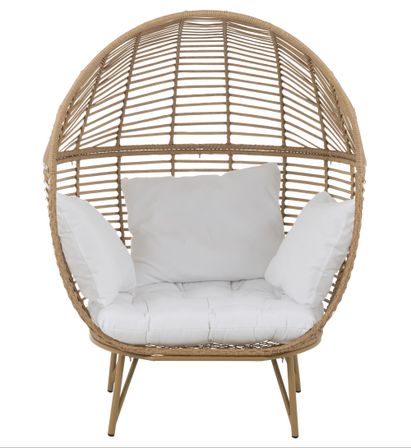 Fauteuil acier effet rotin naturel BINO - Un cocon design