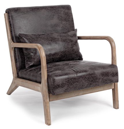 Fauteuil ANCILLA en bois massif d’hévéa – Assise en tissu – 66 cm