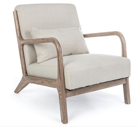 Fauteuil ANCILLA en bois massif d’hévéa – Assise en tissu – 66 cm