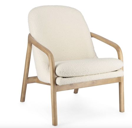 Fauteuil ELAIDE – Tissu effet bouclé & bois massif