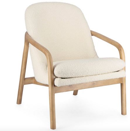 Fauteuil ELAIDE – Tissu effet bouclé & bois massif