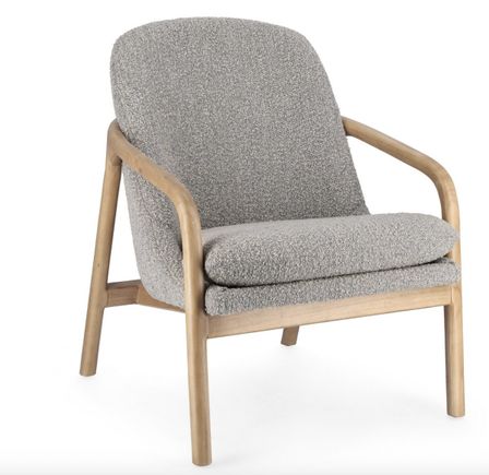 Fauteuil ELAIDE – Tissu effet bouclé & bois massif