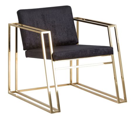 Fauteuil art déco velours noir et métal doré Lazur