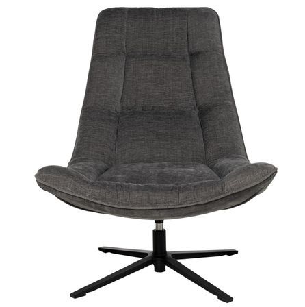 Fauteuil assise large rotatif à 360º tissu gris foncé matelassé Farma 83 cm