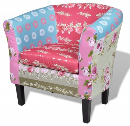 Fauteuil avec design de patchwork Tissu 4