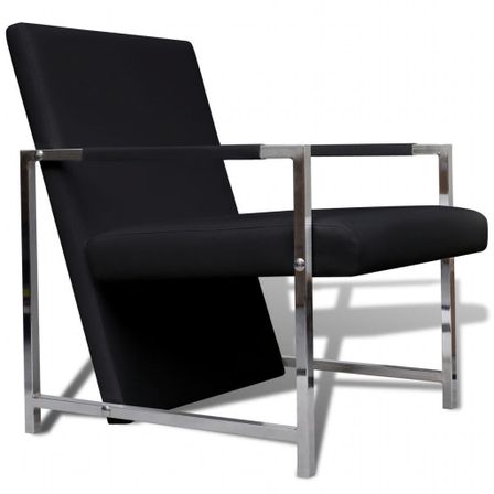 Fauteuil avec pieds chromés Noir Similicuir
