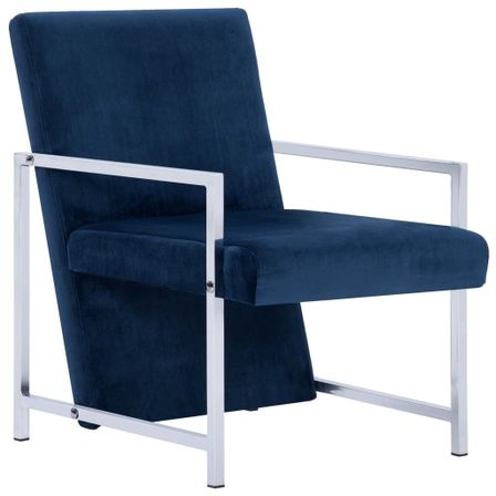 Fauteuil avec pieds en chrome Bleu Velours