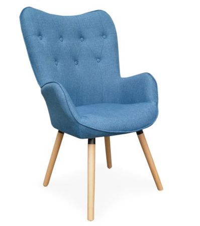 Fauteuil bergère tissu bleu Sissy