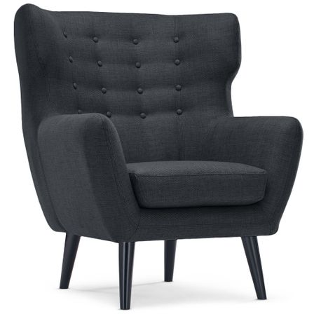 Fauteuil Bergère Tissu Noir