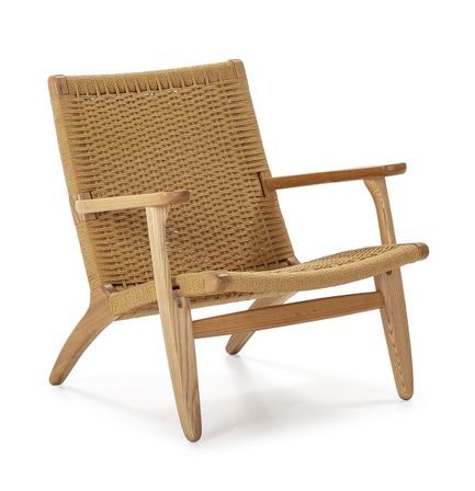 Fauteuil bois clair avec corde naturel Pétunia