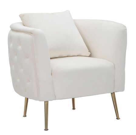Fauteuil Bucarest crème velours doré design glamour