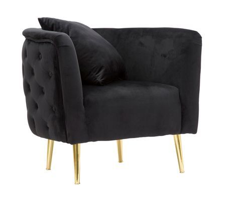 Fauteuil Bucarest noir velours doré design glamour