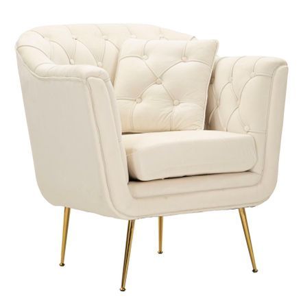 Fauteuil Budapest crème avec coussin design enveloppant