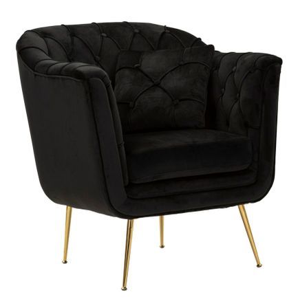 Fauteuil Budapest noir avec coussin design enveloppant