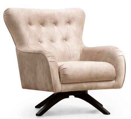 Fauteuil capitonné velours beige Dolane 75 cm