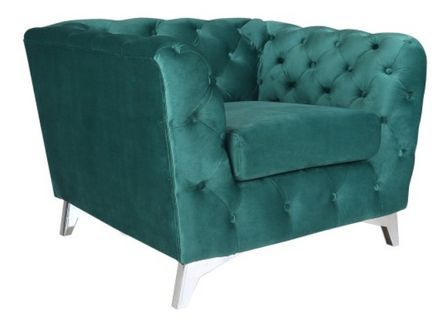 Fauteuil capitonné velours vert Tosca
