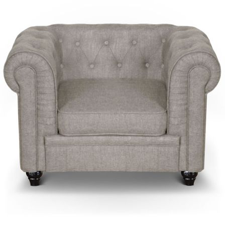 Fauteuil Chesterfield effet lin beige British