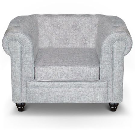 Fauteuil Chesterfield effet lin gris clair British