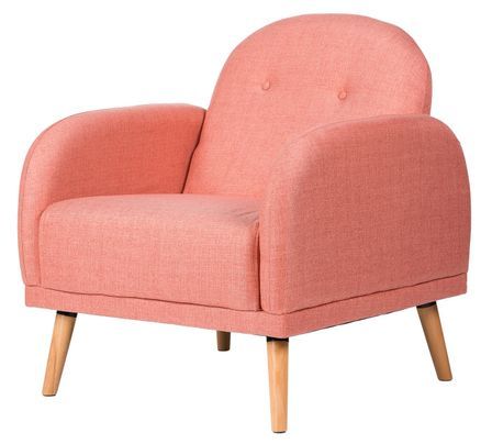 Fauteuil chic tissu rose et pieds bois clair Bonka 80 cm