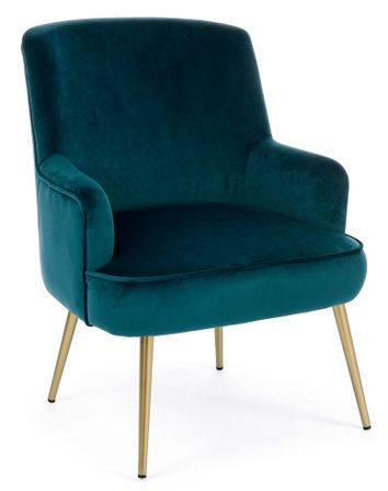 Fauteuil CLELIA – Velours & pieds acier doré