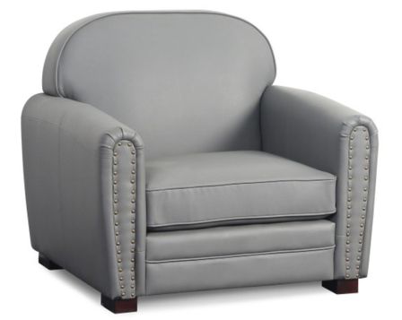 Fauteuil Club simili cuir gris Havane