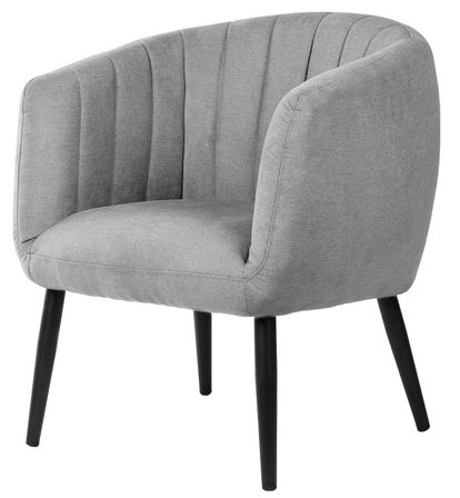 Fauteuil confortable tissu gris clair et pieds métal noir Vina 68 cm