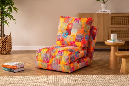 Fauteuil convertible multipositions patchwork Talya 60 cm