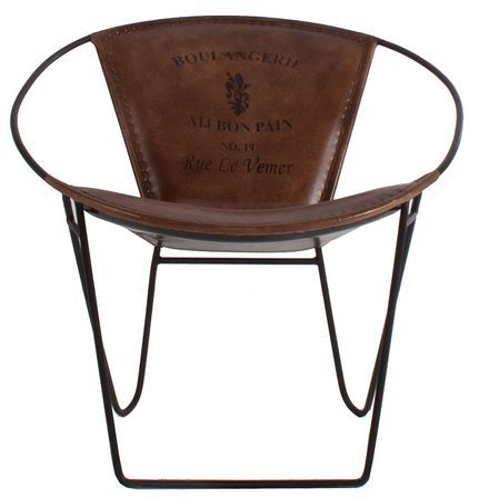 Fauteuil cuir marron et pieds métal noir Lazar - Lot de 2