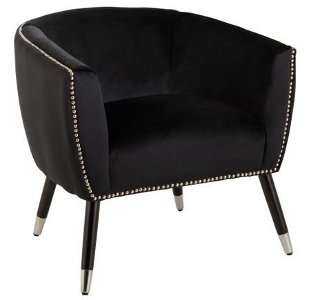 Fauteuil cuve bois et tissu noir Emy