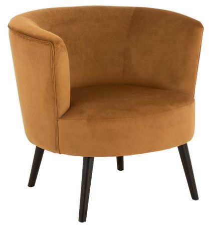 Fauteuil cuve bois et tissu ocre Ulysse