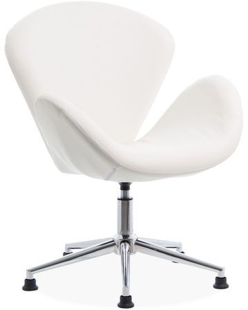 Fauteuil cygne pivotant similicuir blanc