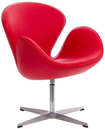 Fauteuil cygne pivotant similicuir rouge