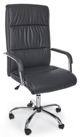 Fauteuil de bureau en acier et simili cuir gris foncé Henry