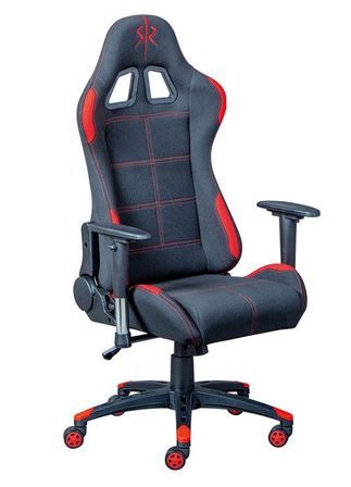 Fauteuil de bureau tissu noir et rouge Adget