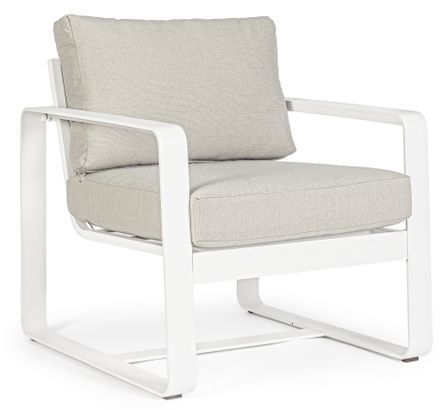 Fauteuil de jardin aluminium blanc avec coussin Masy - Lot de 2