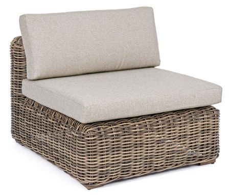 Fauteuil de jardin aluminium et fibre marron avec coussin Cora