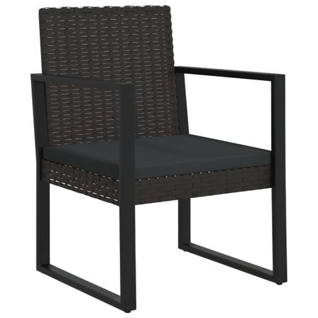 Fauteuil de jardin avec coussin Noir Résine tressée
