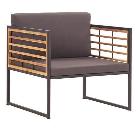 Fauteuil de jardin coussins gris et métal noir Naoni - Lot de 2