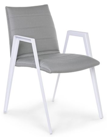 Fauteuil de jardin en aluminium blanc et gris Livya - Lot de 2