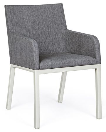 Fauteuil de jardin en aluminium gris et blanc Olga - Lot de 4