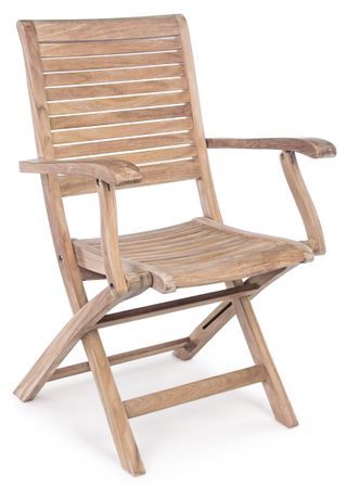 Fauteuil de jardin pliant bois teck naturel Marina - Lot de 2