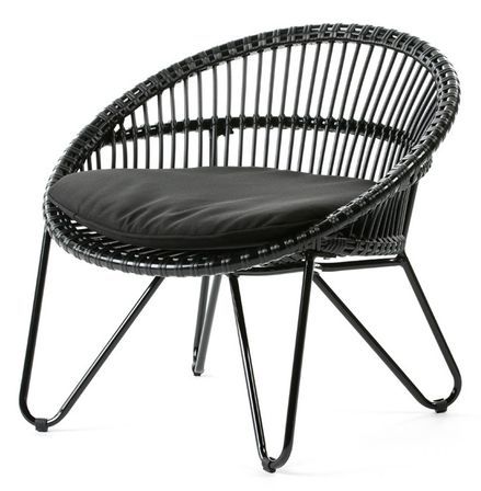 Fauteuil de jardin rotin synthétique et métal noir Gouty