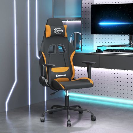 Fauteuil de jeu pivotant Noir et jaune foncé Tissu