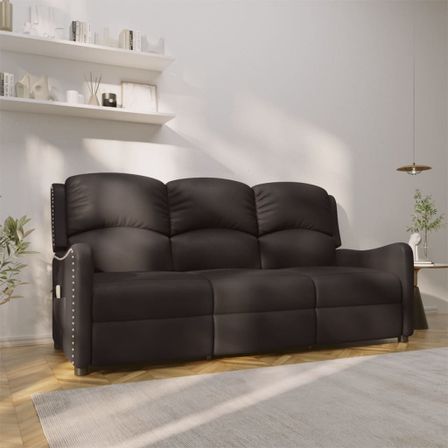 Fauteuil de massage inclinable 3places Noir Similicuir brillant