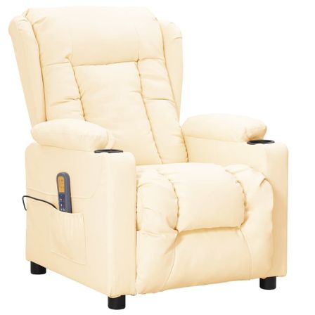 Fauteuil de massage inclinable Crème Similicuir 3