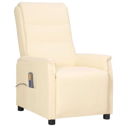 Fauteuil de massage inclinable Crème Similicuir 5