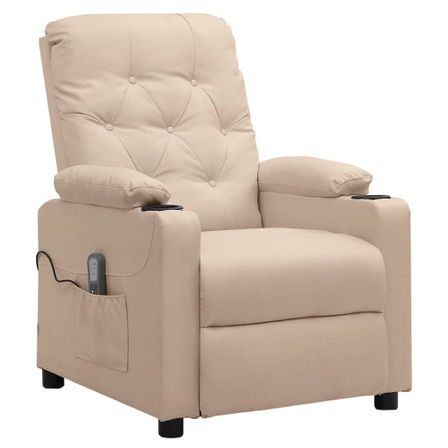 Fauteuil de massage inclinable Crème Tissu 20